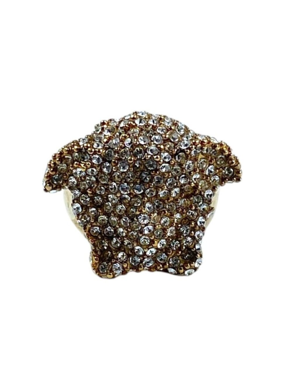 Versace Medusa Ring Crystal Metal Gold Fine Contemporary